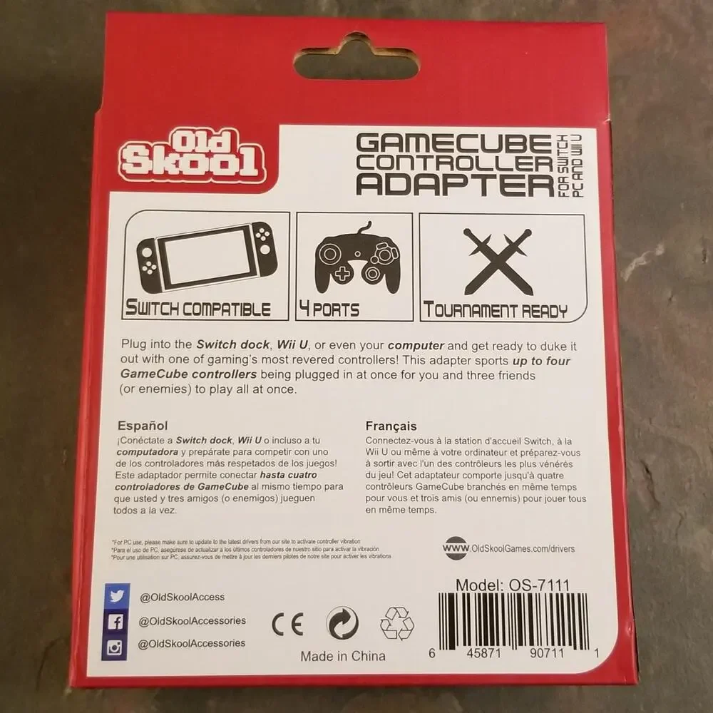 Gamecube Controller Adapter Switch / Wii U / PC (NEW) - Nintendo - Old Skool